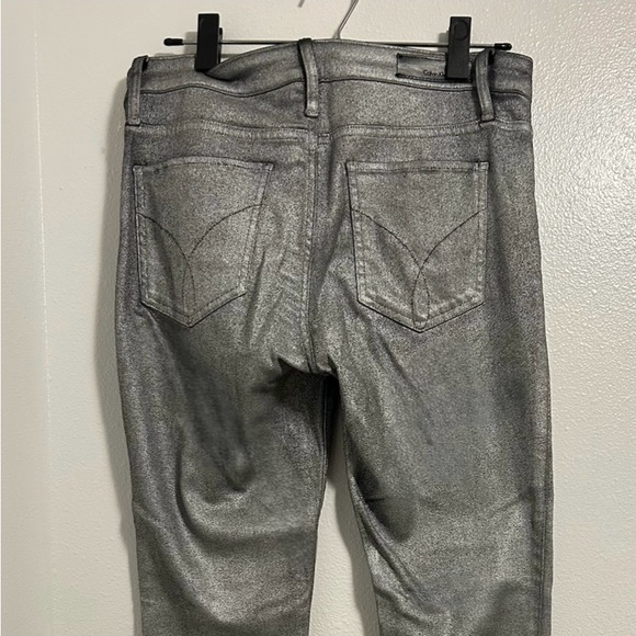 Calvin Klein silver denim leggings jeans, size 12 NWT - Picture 2 of 4